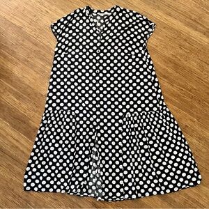Mat. Black & White Polka Dot Button-Front Dress | Size L
